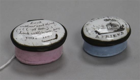 Two enamel patch boxes